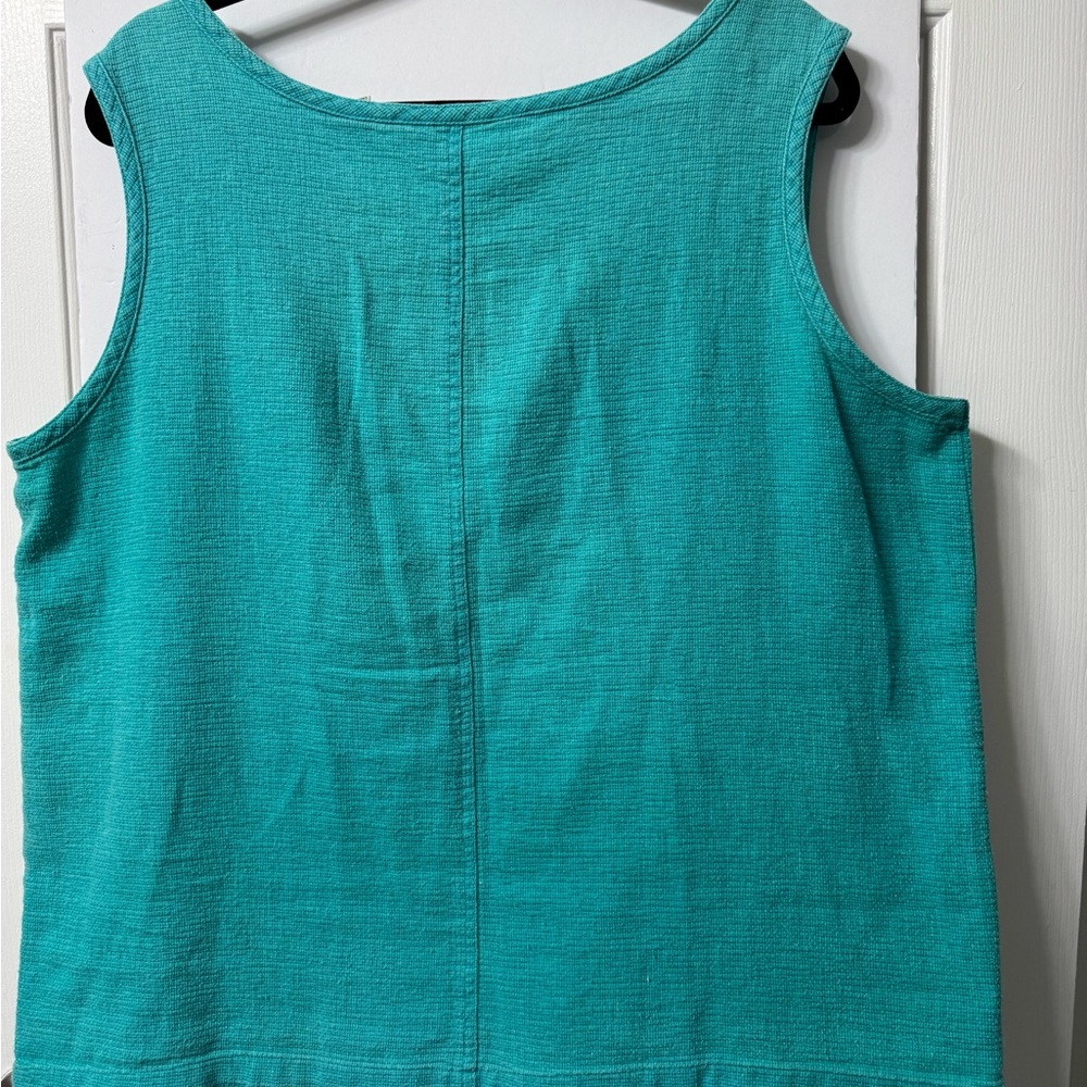 LL Bean, oversized tank, 20, aqua, boat neck w 2 button front, perfect condition - Picture 10 of 14